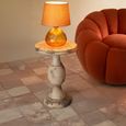 Outdoor Side Table - Round - Antique Magnesium Beige - Polyresin