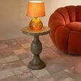 Outdoor Side Table - Round - Antique Magnesium Dark Green - Polyresin