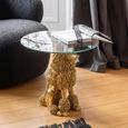 Poodle Accent Table - Round - Gold - Glass and Polyresin