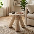 Side Table - Round - Beige Marble