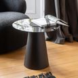 Side Table - Round - Flat Cap Cone - Black - Glass and Metal