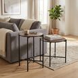 Side Table - Round - Set of 2 - Dark Brown Metal