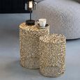 Side Table - Round - Set of 2 - Gold Fretwork - Aluminium