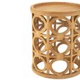 Carving Side Table - Round - Natural - Fir Wood