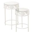 Fish Side Table - Round - Set of 2 - White - Glass and Metal