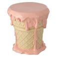 Ice Cream Accent Table  - Round - Light Pink and Beige - Polyresin