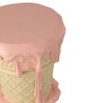 Ice Cream Accent Table  - Round - Light Pink and Beige - Polyresin