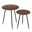 Neo Side Table - Round - Set of 2 - Natural and Black - Rubber Wood