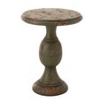 Outdoor Side Table - Round - Antique Magnesium Dark Green - Polyresin