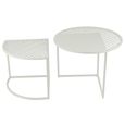 Outdoor Side Table - Round - 2 Tier - White Metal