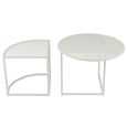 Outdoor Side Table - Round - 2 Tier - White Metal