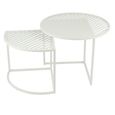 Outdoor Side Table - Round - 2 Tier - White Metal