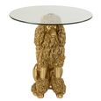 Poodle Accent Table - Round - Gold - Glass and Polyresin