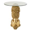 Poodle Accent Table - Round - Gold - Glass and Polyresin