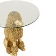 Poodle Accent Table - Round - Gold - Glass and Polyresin