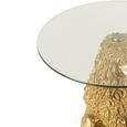 Poodle Accent Table - Round - Gold - Glass and Polyresin