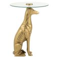 Accent Table - Round - Dog Base - Gold - Glass and Aluminium