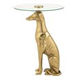 Accent Table - Round - Dog Base - Gold - Glass and Aluminium