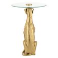 Accent Table - Round - Dog Base - Gold - Glass and Aluminium
