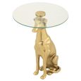 Accent Table - Round - Dog Base - Gold - Glass and Aluminium