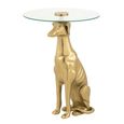 Accent Table - Round - Dog Base - Gold - Glass and Aluminium