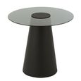 Side Table - Round - Flat Cap Cone - Black - Glass and Metal