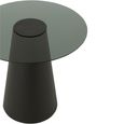 Side Table - Round - Flat Cap Cone - Black - Glass and Metal