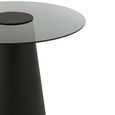 Side Table - Round - Flat Cap Cone - Black - Glass and Metal