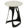 Side Table - Round - Large - White and Black - Marble and Aluminium