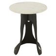 Side Table - Round - Large - White and Black - Marble and Aluminium