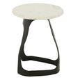 Side Table - Round - Large - White and Black - Marble and Aluminium
