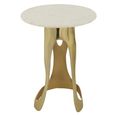 Side Table - Round - Large - White and Gold - Marble and Aluminium