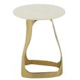 Side Table - Round - Large - White and Gold - Marble and Aluminium