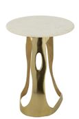 Side Table - Round - Large - White and Gold - Marble and Aluminium