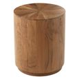Side Table - Round - Drum Base - Natural - Acacia Wood