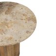 Side Table - Round - Set of 2 - Beige and Brown - Marble and Wood