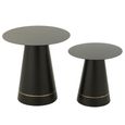 Side Table - Round - Set of 2 - Cone Base - Black and Gold - Metal