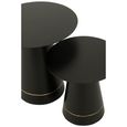 Side Table - Round - Set of 2 - Cone Base - Black and Gold - Metal