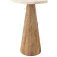 Side Table - Round - Set of 2 - Conical Base - Beige and Brown - Marble and Wood