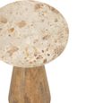 Side Table - Round - Set of 2 - Conical Base - Beige and Brown - Marble and Wood