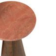 Side Table - Round - Set of 2 - Conical Base - Terracotta and Dark Brown - Marble and Wood