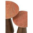 Side Table - Round - Set of 2 - Conical Base - Terracotta and Dark Brown - Marble and Wood