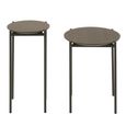 Side Table - Round - Set of 2 - Dark Brown Metal