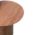 Side Table - Round - Set of 2 - Terracotta and Brown - Marble and Wood