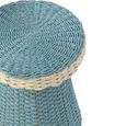 Side Table - Round - Set of 2 - Woven Design - Light Blue and White