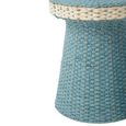 Side Table - Round - Set of 2 - Woven Design - Light Blue and White