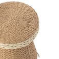 Side Table - Round - Set of 2 - Woven Design - Natural and White