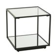 Side Table - Square - Black - Glass and Metal