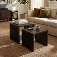 Cubic Side Table - 2 Tier - Slatted - Black - Recycle Teak Wood