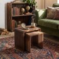 Cubic Side Table - 2 Tier - Slatted - Natural - Recycle Teak Wood